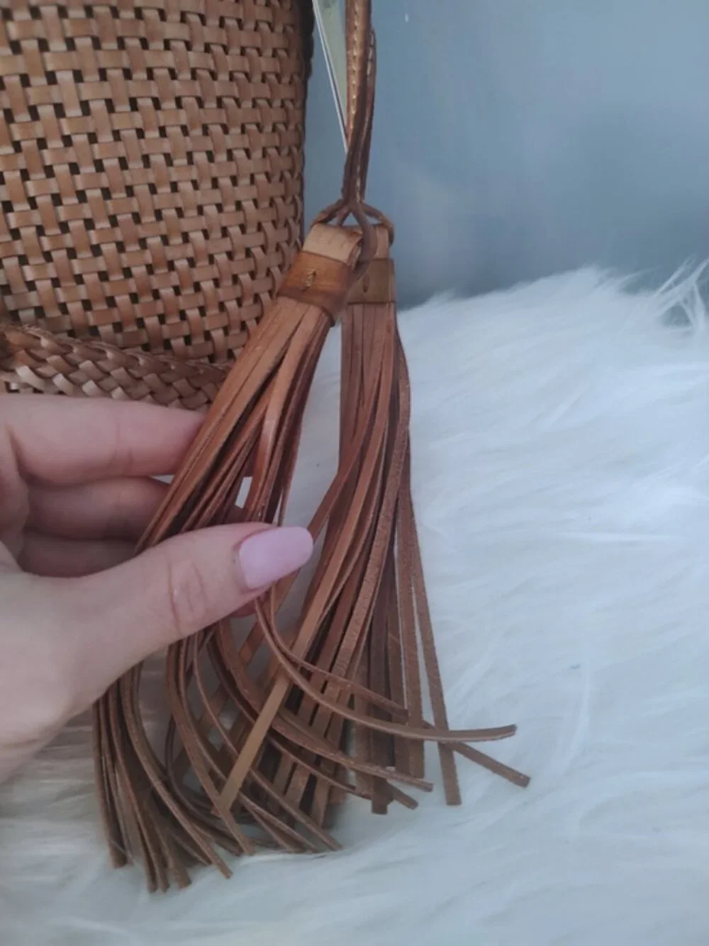 NEW Patricia Nash woven leather crossbody w/tassel NWT